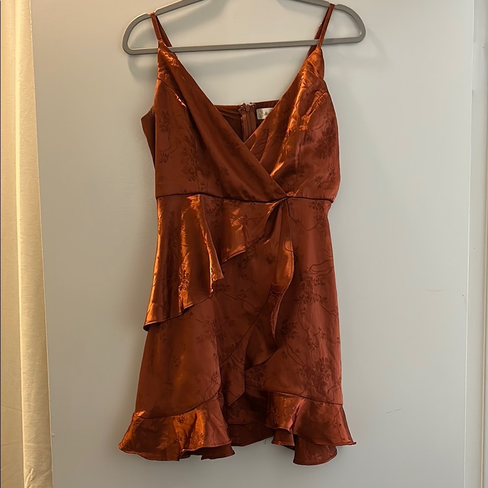 Altar'd State Orange Asymmetrical Ruffled Cocktail Dress
